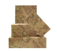 Vintage Wrold Map Wrapping Paper, 4 Sheets Unique Antique Vintage Ancient Retro World Map Kraft Wrapping Paper 50x70cm, Kraft Traveller Gift Wrap Folded Flat for Birthday or Wedding