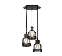 Vintage Wrought Iron Chandelier, European Minimalist Black 3 Metal cage Industrial Ceiling lamp for Living Room Restaurant bar Corridor Aisle Pendant Light