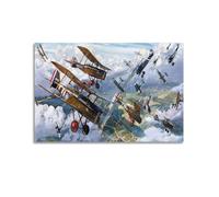 Vintage WW1 Fighter Plane Poster Between Heaven And Hell - 41 Sqn Vs Jasta 7 Poster Decorative Painting Canvas Wall Posters And Art Picture Print Modern Family Bedroom Decor Posters 20x30inch(50x75cm)
