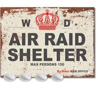 Vintage WW2 Air Raid Shelter Metal Sign Poster | Vintage Retro Wartime Tin Plaque for Man Cave, Garage, Bar or Shed | Collectible British Memorabilia & Gift for History Lovers
