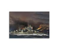 Vintage WW2 British Royal Navy Battlecruiser HMS Queen Elizabeth Warship Poster Decorative Painting Canvas Wall Posters And Art Picture Print Modern Family Bedroom Decor Posters 16x24inch(40x60cm)