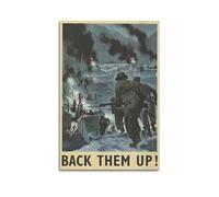 Vintage WW2 UK Propaganda Poster Back Them Up! Decorative Painting Canvas Art Picture 12x18inch(30x45cm)