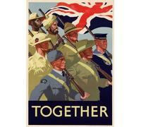 Vintage WWII British Together Allies United World War 2 Poster WW2 Wall Art Print | (A2 420 x 594mm)