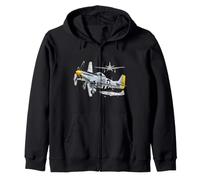 Vintage WWII Fighter Plane Aviation Blueprint Zip Hoodie