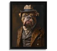 Vintage XL Bully Wall Art Bulldog In A Suit Print Retro Dog Picture Art Print A4 Poster on Canvas - Wall Art Home Decor Movie Poster Canvas Film Cinema Retro Vintage Cult Classic Nostargic Saga Moder