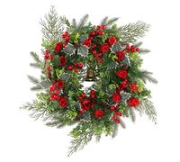 Vintage Xmas Wreath with Red Berries and Eucalyptus (H3-42 Small Rose