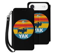 Vintage Yak Sunset Compatible with iPhone 17 Air Case PU Leather Flip Wallet Phone Cover Card Holder Women Men