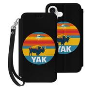 Vintage Yak Sunset Compatible with iPhone 17 Case PU Leather Flip Wallet Phone Cover Card Holder Women Men