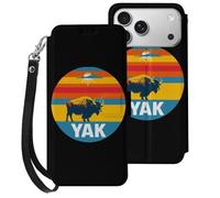 Vintage Yak Sunset Compatible with iPhone 17 Pro Max Case PU Leather Flip Wallet Phone Cover Card Holder Women Men