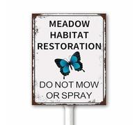 Vintage Yard Decor Sign Please Do Not Mow or Spray Meadow Habitat Restoration sign 12X15 CM No Mowing Sign, Wildflowers Yard Sign, Lawnmower Sign,Sturdy Aluminum Sign for Outdoor