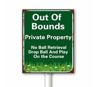 Vintage Yard Sign 12X15 CM "Out Of Bounds Private Property No Ball Retrieval Drop A Ball And Play On The Course" Golf Sign for Lawn With Stake, Sturdy Aluminum Yard Signs Rust Free Weatherproof