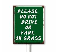 Vintage Yard Sign 12X15 CM "Please Do Not Drive Or Park On Grass" No Parking on Grass Sign, Lawn Signs with Stakes,Sturdy Aluminum Yard Signs Rust Free, Weatherproof,Easy to Install