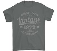 Vintage Year 53rd Birthday 1972 Mens T-Shirt 100% Cotton Charcoal Charcoal L