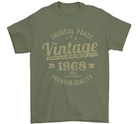 Vintage-Year-57th-Birthday-1968-Mens-T-Shirt-100%-Cotton-Military-Green Military Green 3XL