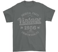 Vintage Year 69th Birthday 1956 Mens T-Shirt 100% Cotton Charcoal Charcoal M