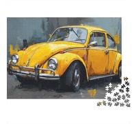 Vintage Yellow Beetle Car Jigsaw Puzzles Puzzles for Adults Kids. 1000 Piece Impossible Challenge Toy Educational Games Home Decoration for Educational Games Gifts 38x26cm/1000pcs
