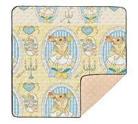 Vintage Yellow Bunny Angel Large Stylish Baby Gym & Activity Mat for Indoor Outdoor Non-Toxic Infant Play Mat for Baby Kids Toddlers Infants, 50'' x 50''