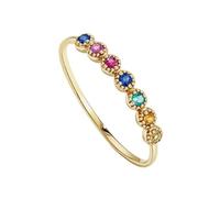 Vintage Yellow Gold Ring, Promise Rings for Women Blue Sapphire Band 9K Yellow Gold with Topaz, Ruby, Emerald, Peridot Size J 1/2
