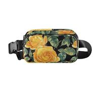 Vintage Yellow Rose Trendy Waist Bag Fanny Pack for Women Men Mini Crossbody Bag Anti Theft Waist Pack with Adjustable Strap for Shopping Sports Work