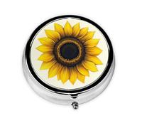 Vintage Yellow Sunflower Small Pill Box 3 Compartment Portable Pill Box for Purse Pocket Flower Floral Mini Medicine Organiser for Daily Vitamin Fish Oil Storage