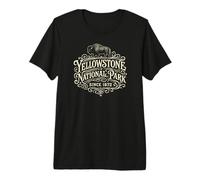 Vintage Yellowstone National Park Cream Print Premium T-Shirt