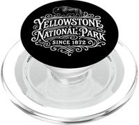 Vintage Yellowstone National Park White Print PopSockets PopGrip for MagSafe