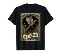Vintage Yes He's Hunting Pheasant Upland Bird Hunter Value Graphic T-Shirt, Men, Black, S