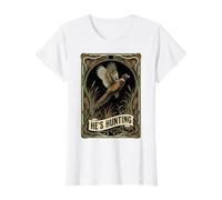 Vintage Yes He's Hunting Pheasant Upland Bird Hunter Value Graphic T-Shirt, Women, White, S