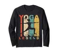 Vintage Yoga Legend Warrior Two Yoga Pose Retro Distressed Long Sleeve T-Shirt