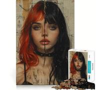 Vintage Young Goth Girl 1000 Piece Jigsaws for Adults Brain Recall Game Tight Interlock No Gaps Calming Mental Break Activity (38x52cm)