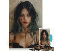Vintage Young Goth Girl Jigsaw 1000 Pieces for Teenagers Mind Boost Fun Zero Gap Captivating Leisure for Cozy Indoors (38x26cm)