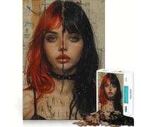 Vintage Young Goth Girl Jigsaw Puzzle 1000 Piece Creative Skill Toy Clean Cut Sturdy Components Travel-friendly Brain Game Gift (38x26cm)