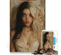 Vintage Young Goth Girl Jigsaw Puzzle 1000 Recall Fun Play Advanced Laser Cutting Tech Holiday Indoor Entertainment Toy (38x52cm)