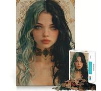 Vintage Young Goth Girl Jigsaw Puzzle1000 Pieces Mind Train Fun Clean Cut Sturdy Components Captivating Leisure for Cozy Indoors (38x52cm)