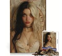 Vintage Young Goth Girl Puzzle for Adults 1000 Pieces Brain Capacity Tranquil Pastime Secure Lock Creative Gift (38x26cm)