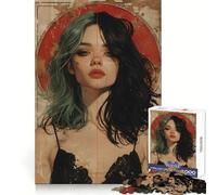 Vintage Young Goth Girl Puzzle for Adults 1000 Pieces Brain Capacity Tranquil Pastime Secure Lock Creative Gift (38x52cm)