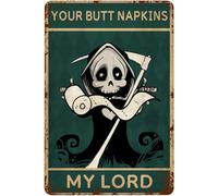 Vintage Your Butt Napkins My Lord Death Skeleton With Toilet Aluminium Metal Tin Sign 6x8 Inch Garden Outdoor Home Poster Bar Pub Wall Decor