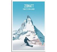 Vintage Zermatt Matterhorn Switzerland Travel Poster Art Print Retro Wall Art Canvas Poster Room Decor Home Decor Unframed 50x75cm