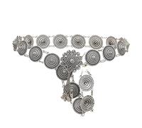 Vintage Zilver Waist Chain Bell Set Metal Tassel Belly Dance Belt Accessories Ancient Style Chain (D Talla nica)