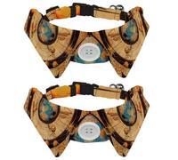 Vintage Zodiac Signs Planets Symbols Dog Collar Bowtie, Comfortable Adjustable Dog Bow Tie Collar for Small Boys and Girls Pets