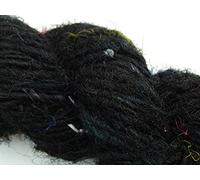 Vintageandyou 100 Grams Recycled Soft Sari Silk Yarn Hand-spun Black Soft Yarns 1 Skein