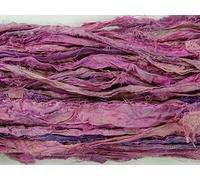 Vintageandyou 100g Recycled Sari Silk Ribbon Yarn, Jewelry Making Trim - Blush Mix