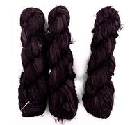Vintageandyou 100g Recycled Sari Silk Ribbon Yarn, Jewelry Making Trim - Deep Plum