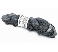 Vintageandyou 100g Recycled Sari Silk Ribbon Yarn, Jewelry Making Trim - Grey