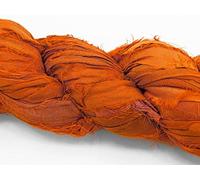 Vintageandyou 100g Recycled Sari Silk Ribbon Yarn, Jewelry Making Trim - Orange