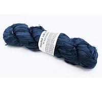 Vintageandyou 100g Recycled Sari Silk Ribbon Yarn, Jewelry Making Trim - Prussian Blue