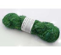 Vintageandyou 100g Recycled Sari Silk Yarn Hand-spun Green Soft Yarns