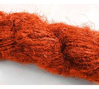 Vintageandyou 100g Recycled Sari Silk Yarn Hand-spun Orange Soft Yarns