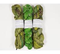 Vintageandyou Artisan Recycled Sari Silk Ribbon Yarn - 300g (3 x 100g Skeins) | Handmade Upcycled Silk Strips for Crochet, Macramé, Weaving, Rug Hooking & Mixed Media Crafts | Green