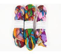 Vintageandyou Artisan Recycled Sari Silk Ribbon Yarn - 300g (3 x 100g Skeins) | Handmade Upcycled Silk Strips for Crochet, Macramé, Weaving, Rug Hooking & Mixed Media Crafts | Multicolor